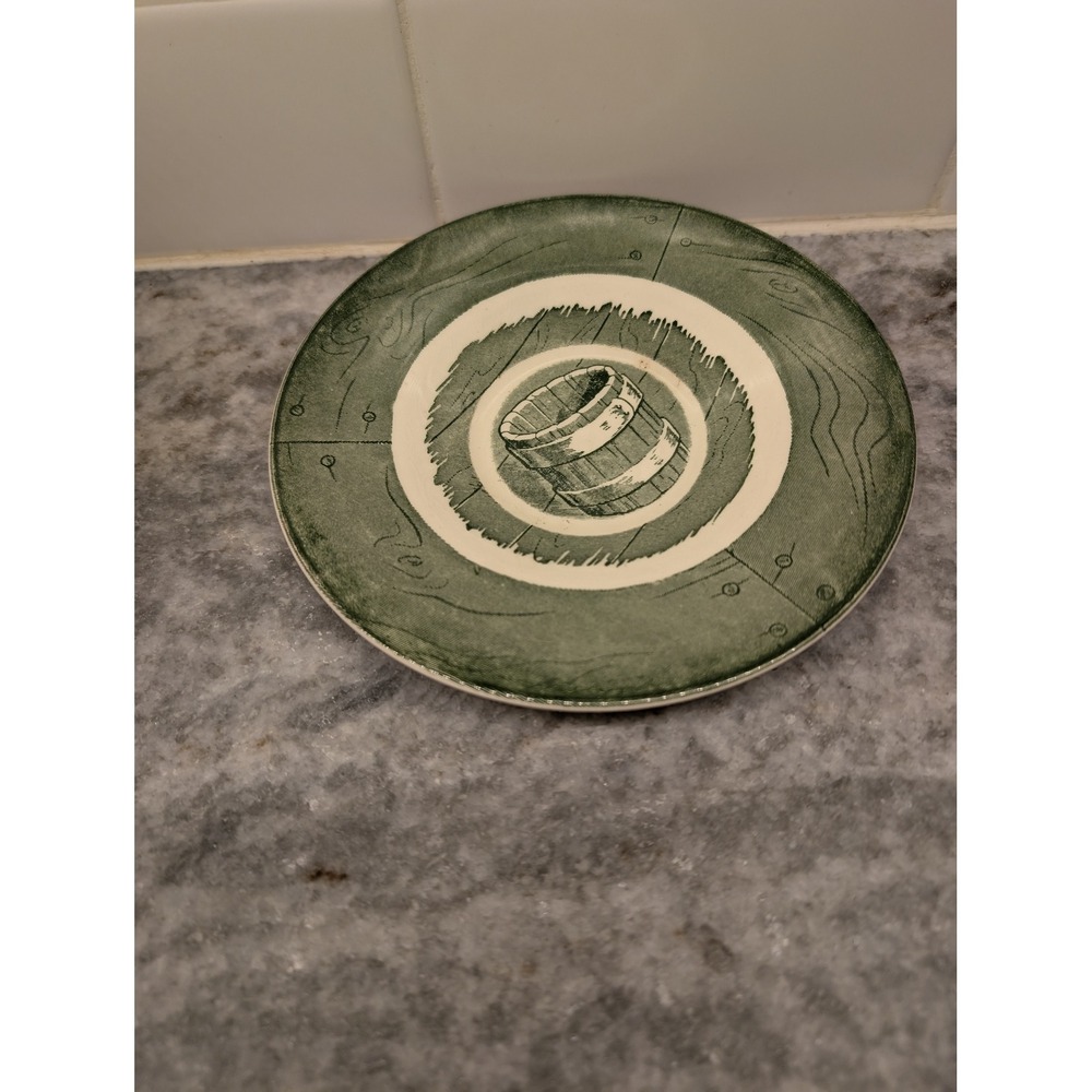Vintage Royal China Colonial Homestead Green Water Bucket Plate‎ & Small Dish - Picture 9 of 13